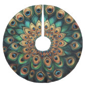 Aquamarine harte Pastelle Zeichnend Pfauenfedern Polyester Weihnachtsbaumdecke (Vorderseite)