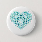 Aquamarine Heart Gems Button (Vorderseite)