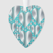 Aquamarine Hearts Türkisfarbene Imitate Glitzer Ornament (Vorderseite)