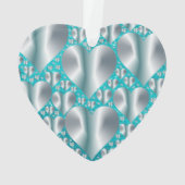 Aquamarine Hearts Türkisfarbene Imitate Glitzer Ornament (Rückseite)