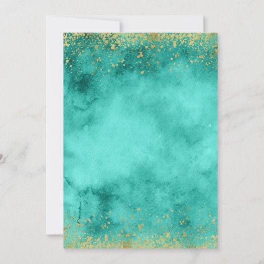 Aquamarine, hellrosa Blumenhochzeit Einladung (Rückseite)