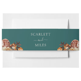 Aquamarine Herbst-Wasserfarbenhochzeit Einladungsbanderole