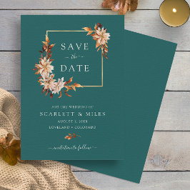 Aquamarine Herbst-Wasserfarbenhochzeit Save The Date