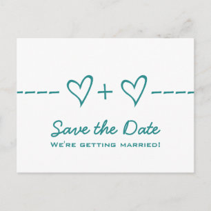 Aquamarine Herzäquation Save the Date Postkarte