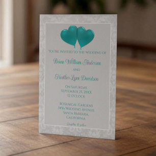 Aquamarine Herzblasen Einladung Hochzeit