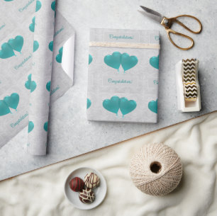 Aquamarine Herzblasen Hochzeitszittel Geschenkpapier