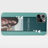 Aquamarine Herzdekoration Fotovorlage Kalligraphie iPhone Hülle (Rückseite (Horizontal))