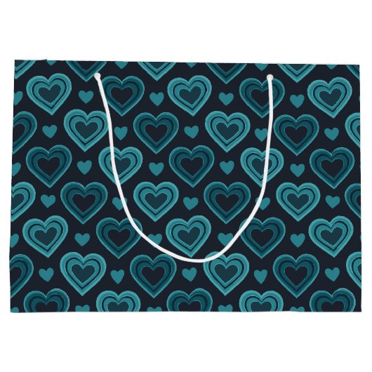 Aquamarine Herzen Große Geschenktüte (Rückseite)