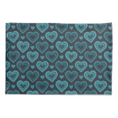 Aquamarine Herzen Kissenbezug (Rückseite-Links)