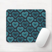 Aquamarine Herzen Mousepad (Mit Mouse)