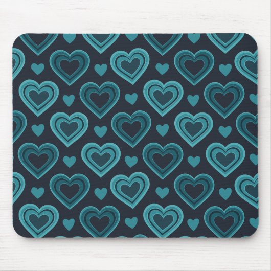 Aquamarine Herzen Mousepad (Vorne)