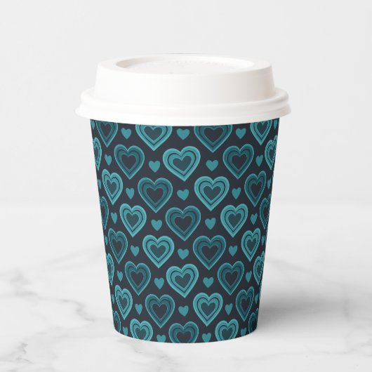 Aquamarine Herzen Pappbecher (Links)