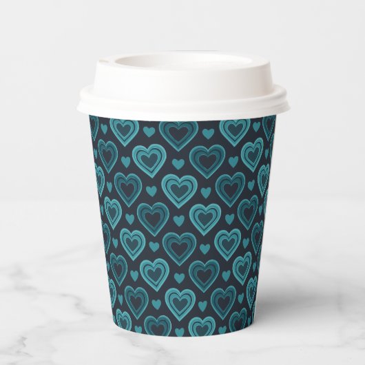 Aquamarine Herzen Pappbecher (Rückseite)