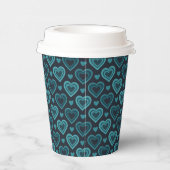 Aquamarine Herzen Pappbecher (Rechts)