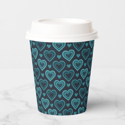 Aquamarine Herzen Pappbecher (Vorderseite)