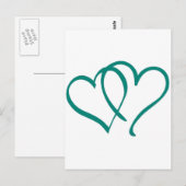 Aquamarine Herzen Postkarte (Vorne/Hinten)