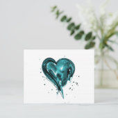 Aquamarine Herzfarbe Postkarte (Stehend Vorderseite)