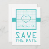 Aquamarine Herzmathematik Save the Date Postkarte (Vorne/Hinten)