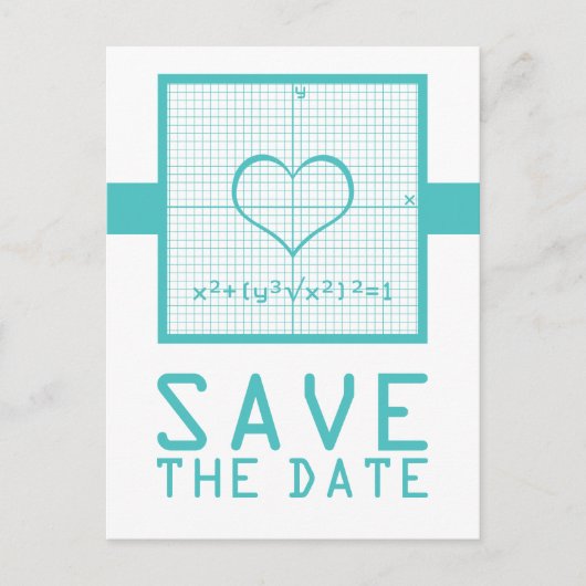 Aquamarine Herzmathematik Save the Date Postkarte (Vorderseite)