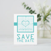 Aquamarine Herzmathematik Save the Date Postkarte (Stehend Vorderseite)