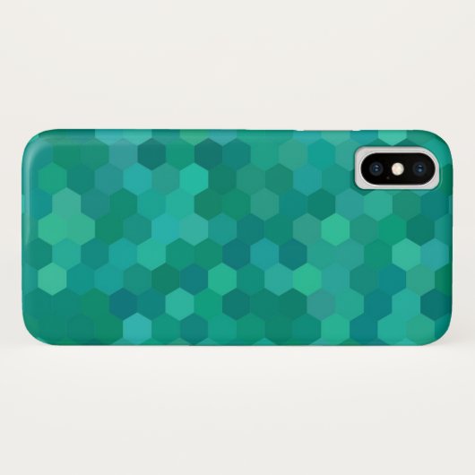 Aquamarine Hexagons Case-Mate iPhone Hülle (Rückseite (Horizontal))