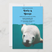 Aquamarine Hochzeit am Ufer des Navy Blue Underwat Einladung (Vorderseite)