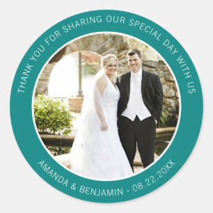 Aquamarine Hochzeit danke Ihnen Foto Stickers