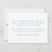 Aquamarine Hochzeit Dankeschön-Karte Dankeskarte (Rückseite)