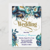 Aquamarine Hochzeit der Blaue Wasserfarbe Einladung (Vorderseite)