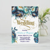 Aquamarine Hochzeit der Blaue Wasserfarbe Einladung (Stehend Vorderseite)