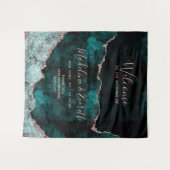 Aquamarine Hochzeit der Grünen Rose Gold Agate Mar Wandteppich (Vorderseite (Horizontal))