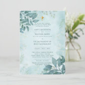 Aquamarine Hochzeit der katholischen Hochzeitsmess Einladung (Stehend Vorderseite)