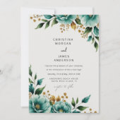 Aquamarine Hochzeit des Botanischen Frühlings Einladung (Vorderseite)