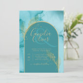 Aquamarine Hochzeit des Ocean Turquoise Einladung (Stehend Vorderseite)