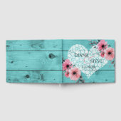 Aquamarine Hochzeit Diamond Herz Rustikales Holz r Gästebuch (Voll)