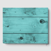 Aquamarine Hochzeit Diamond Herz Rustikales Holz r Gästebuch (Rückseite)