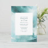 Aquamarine Hochzeit im modernen Ozean Einladung (Stehend Vorderseite)
