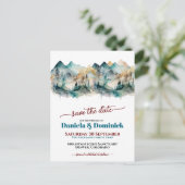 Aquamarine Hochzeit im Wasserfarbenbereich Das Dat Postkarte (Stehend Vorderseite)