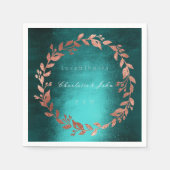 Aquamarine Hochzeit in Tropical Deep Green Gold Pi Serviette (Vorderseite)