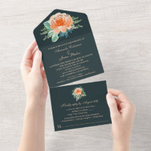 Aquamarine Hochzeit mit Aquarellpfirsich