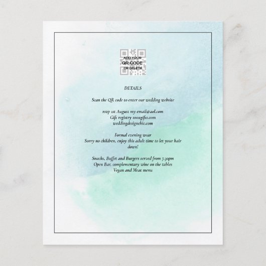 Aquamarine Hochzeit mit dem niedrigsten Budget All Flyer (Hinten)