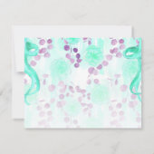Aquamarine Hochzeit mit Floral Lila Save The Date (Rückseite)