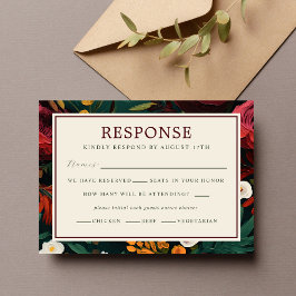 Aquamarine Hochzeit mit gemalt floraler Dunkelheit RSVP Karte