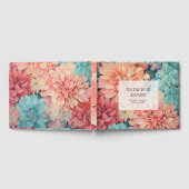 Aquamarine Hochzeit mit Korallen und Champagner Gästebuch (Voll)