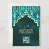 Aquamarine Hochzeit mit muslimischen Gardinen Einladung (Rückseite)