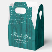 Aquamarine Hochzeit mit rustikalen Holzsäulen Geschenkschachtel (Geöffnet)