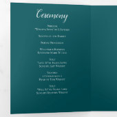 Aquamarine Hochzeit mit schwarzen Rose Dreifach-gefaltete Programmkarte (Innen Erste Seite)