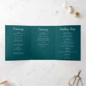 Aquamarine Hochzeit mit schwarzen Rose Dreifach-gefaltete Programmkarte (Innenseite)