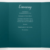 Aquamarine Hochzeit mit schwarzen Rose Dreifach-gefaltete Programmkarte (Innenseite Mitte)