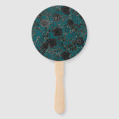 Aquamarine Hochzeit mit schwarzen Rose Fächer (Rückseite)